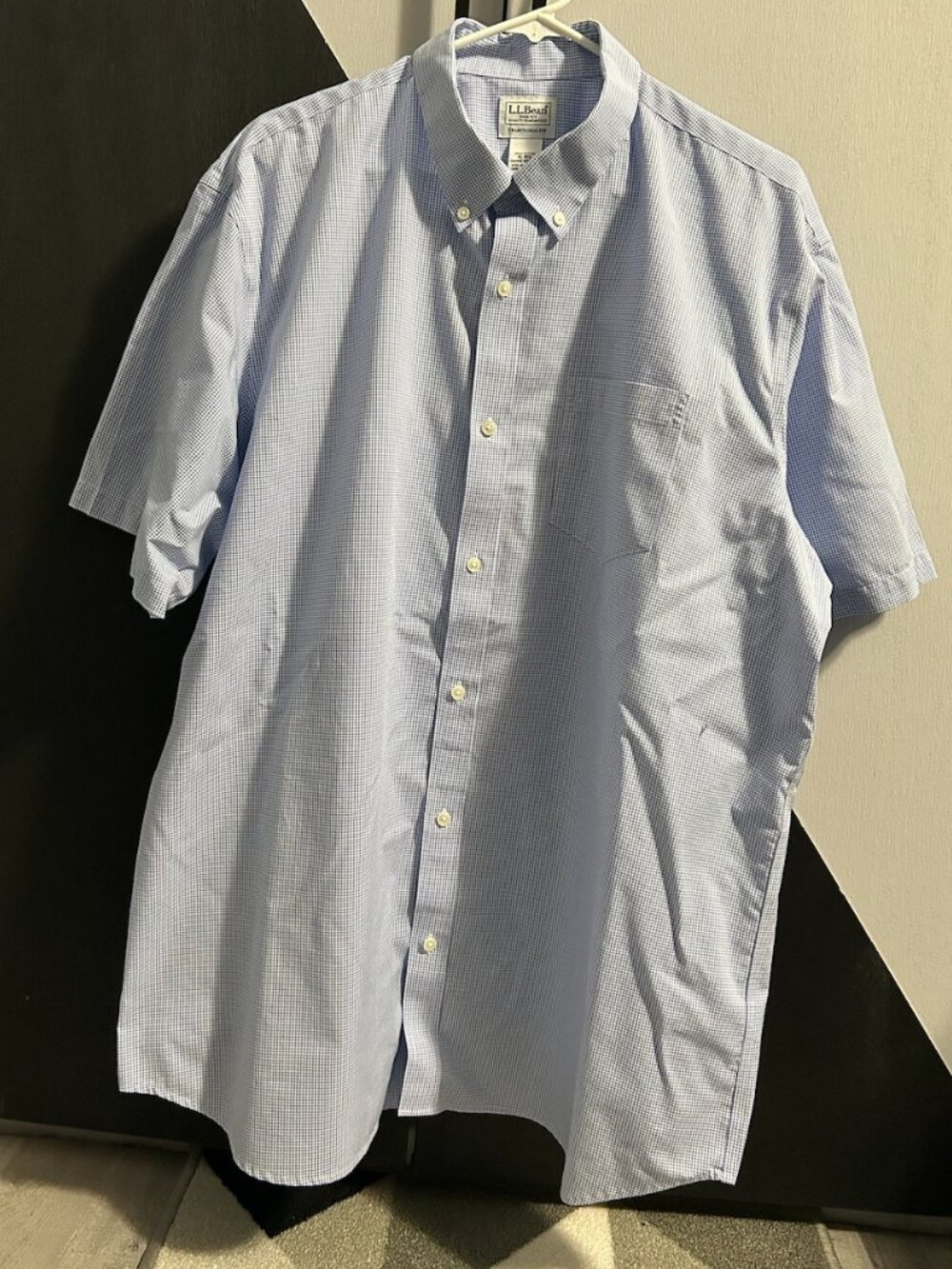 L.L. Bean Traditional Fit Short Sleeve Plaid Button Down Shirt Men's Size XL